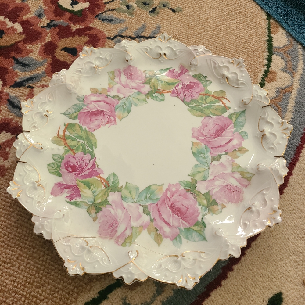 Floral Decorative Plate with Pink Roses